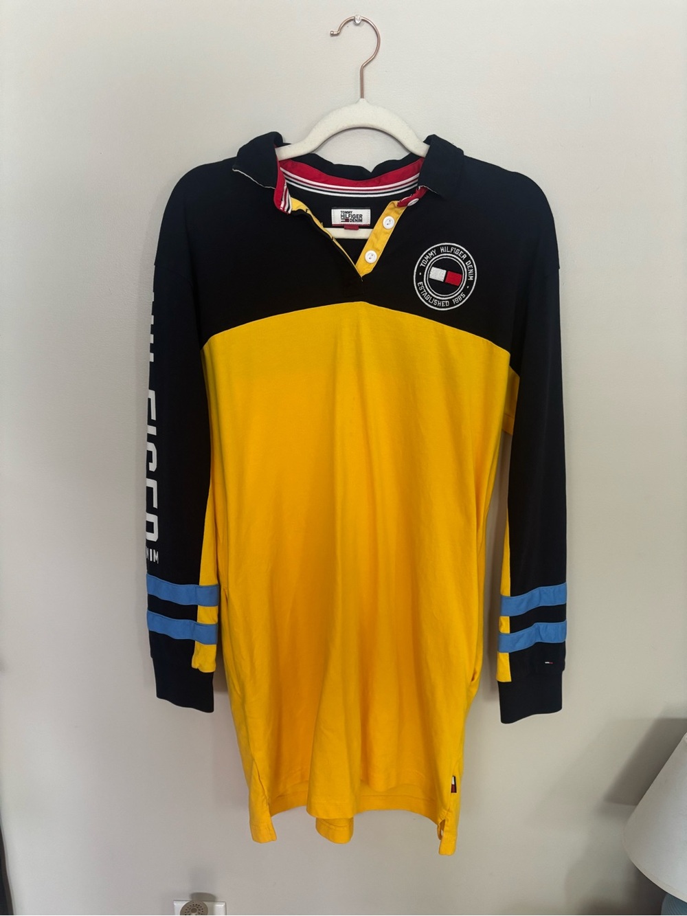 Tommy Hilfiger Women’s Yellow & Black Long-Sleeve Rugby Dress